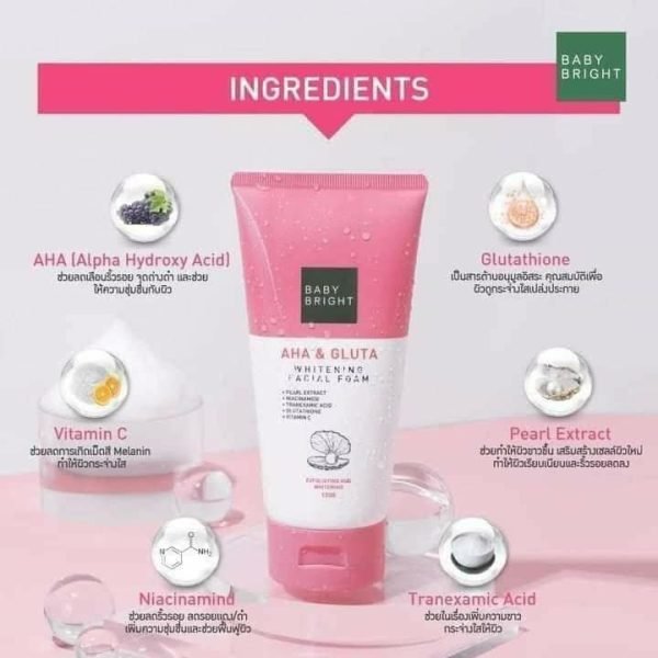 Baby Bright AHA & Gluta Whitening Facial Foam - Image 2